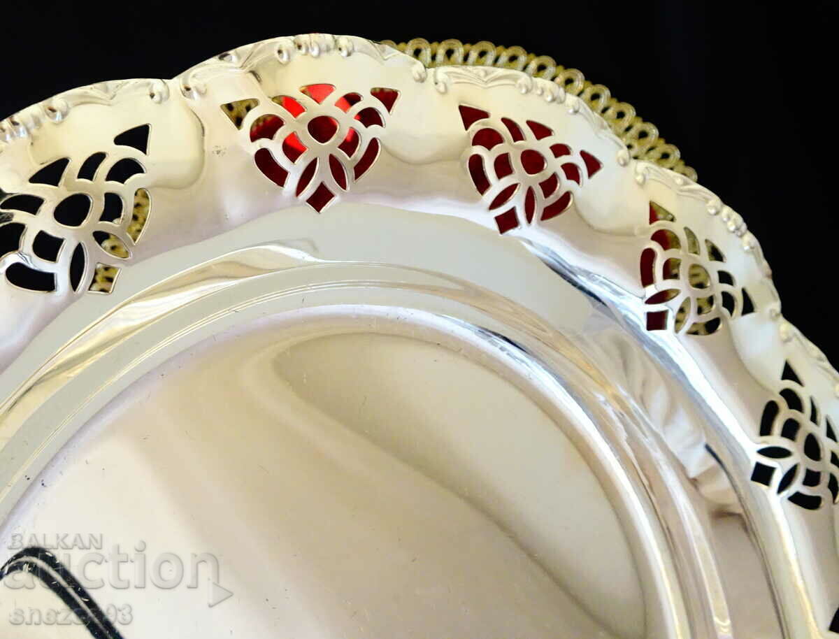 Silver-plated bronze plate, platter 26 cm., baroque, openwork with price 18.00 BGN | € 9.20