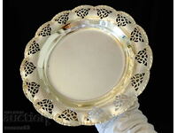 Silver-plated plate, brass plate, openwork.