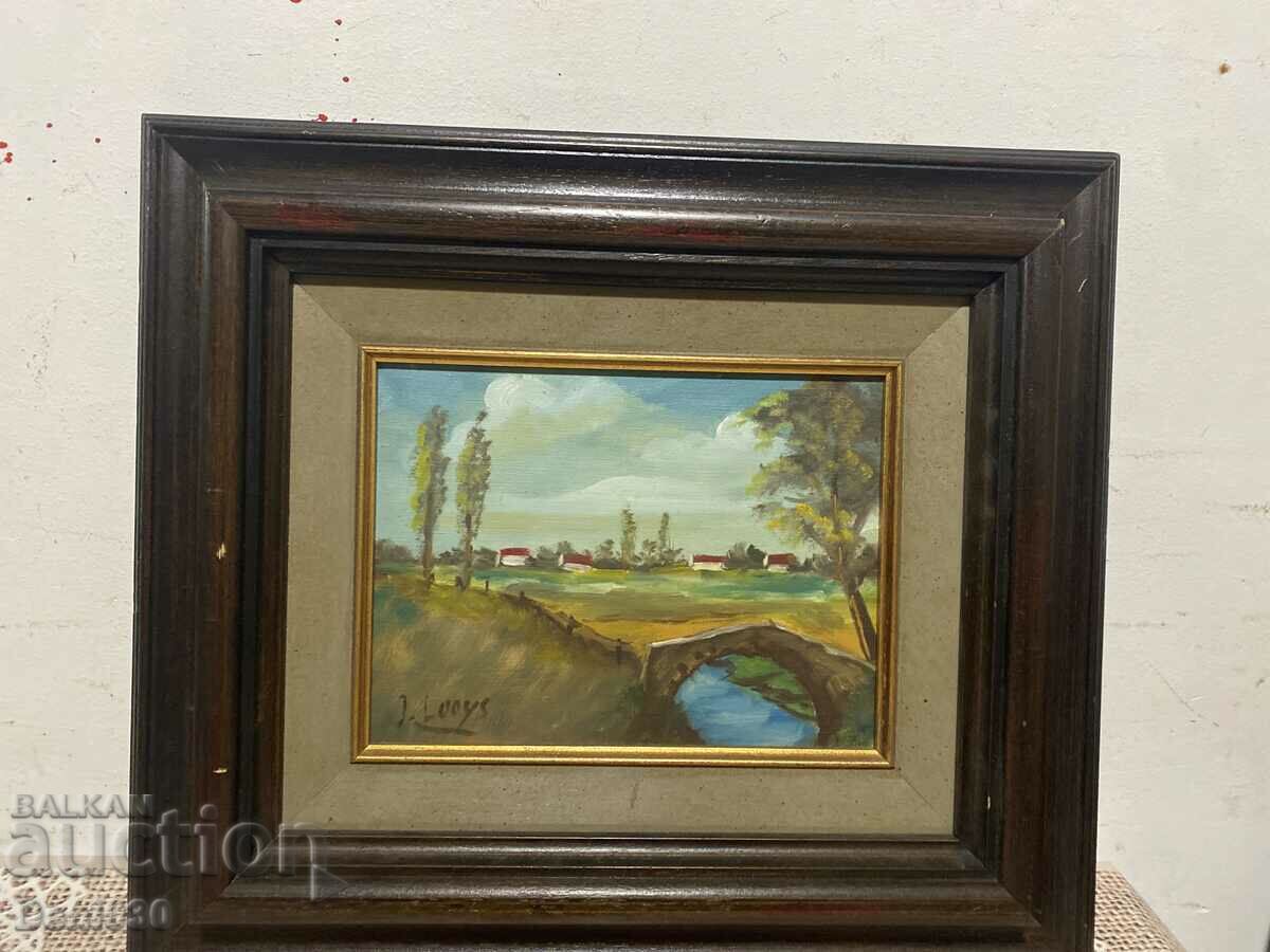 Lovely old French original oil on canvas painting