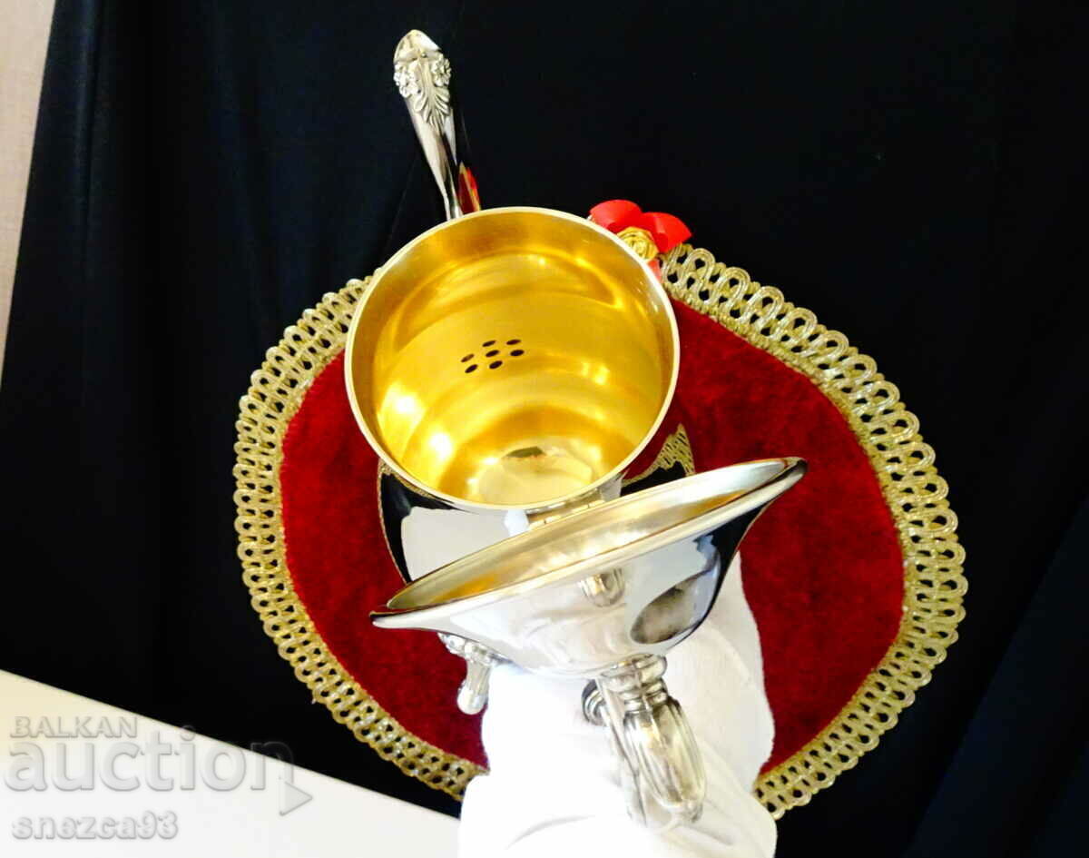 Silver-plated bronze jug, gold-plated inside, baroque with price 89.00 BGN | € 45.50 Silver-plated bronze jug, gold-plated inside, baroque with price 89.00 BGN | € 45.50