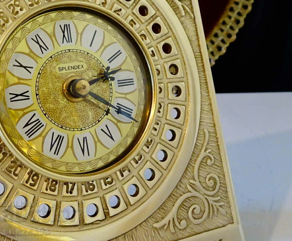 Auction Bronze desk clock with perpetual calendar, W.Germany. Auction Bronze desk clock with perpetual calendar, W.Germany.
