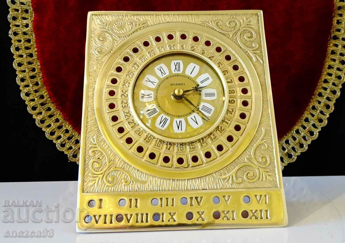 Bronze desk clock with perpetual calendar, W.Germany. - 7 Bronze desk clock with perpetual calendar, W.Germany. - 7