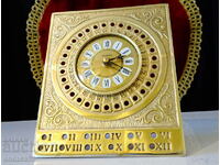 Bronze desk clock with perpetual calendar, W.Germany.