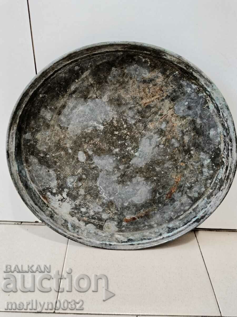 Auction Copper vessel, tray, copper, blue Auction Copper vessel, tray, copper, blue