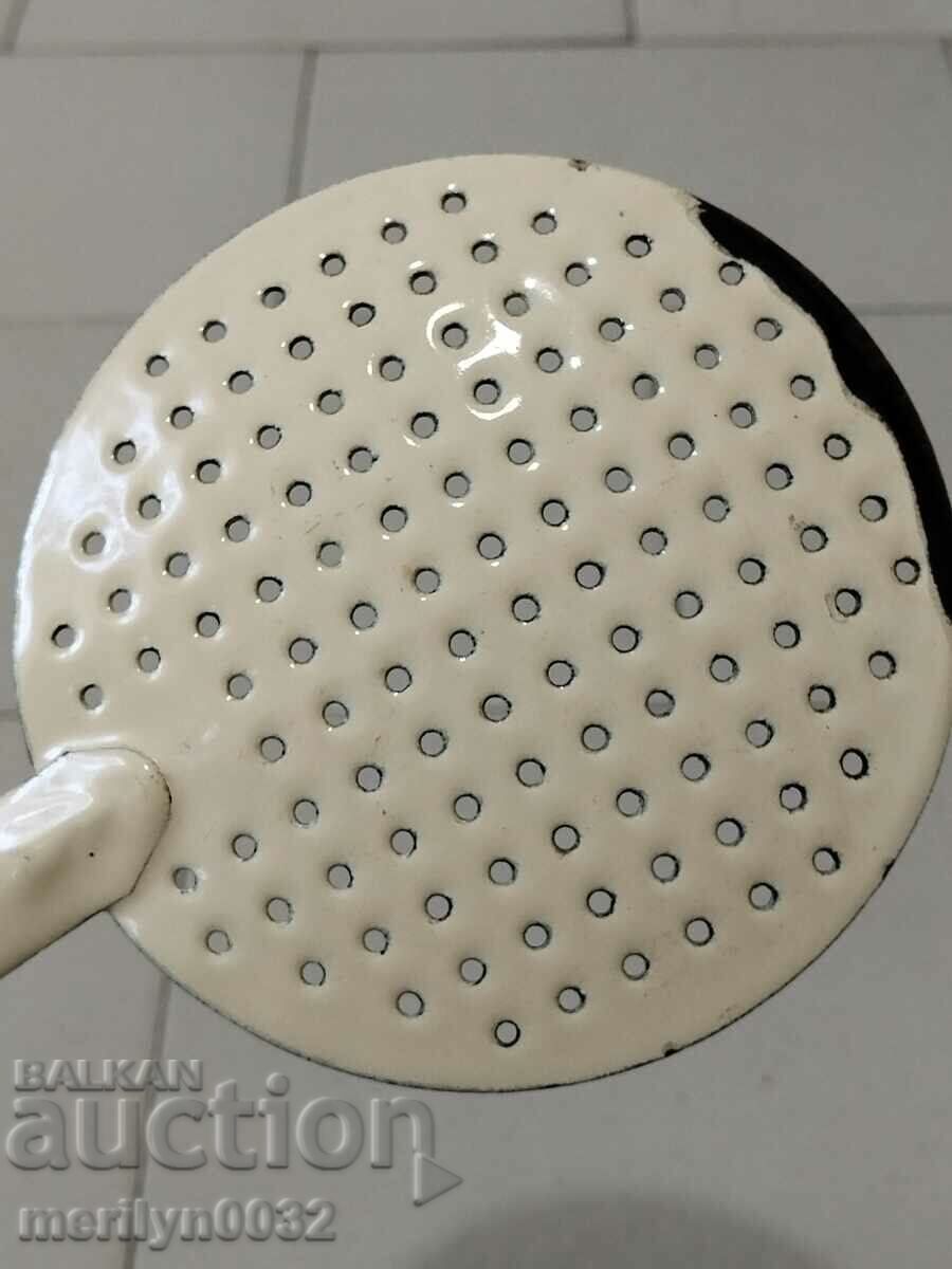 Old lattice spoon with enamel, early soc, NRB - 6 Old lattice spoon with enamel, early soc, NRB - 6