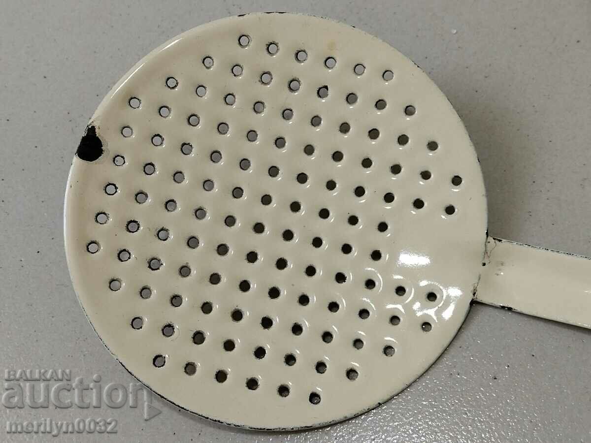 Old lattice spoon with enamel, early soc, NRB - 7 Old lattice spoon with enamel, early soc, NRB - 7