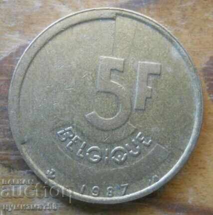 5 francs 1987 - Belgium