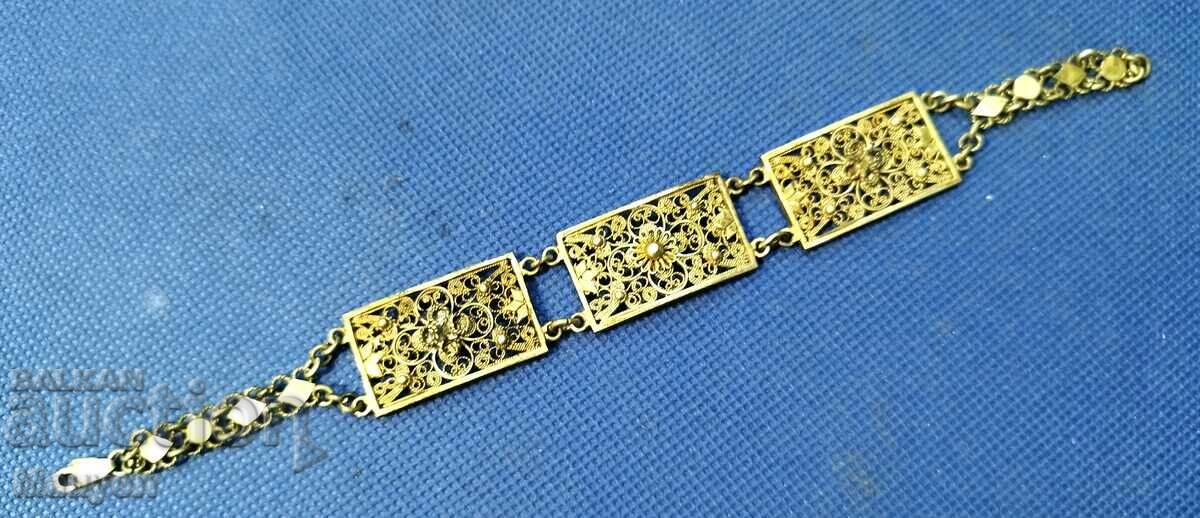 Old Renaissance silver bracelet, filigree.