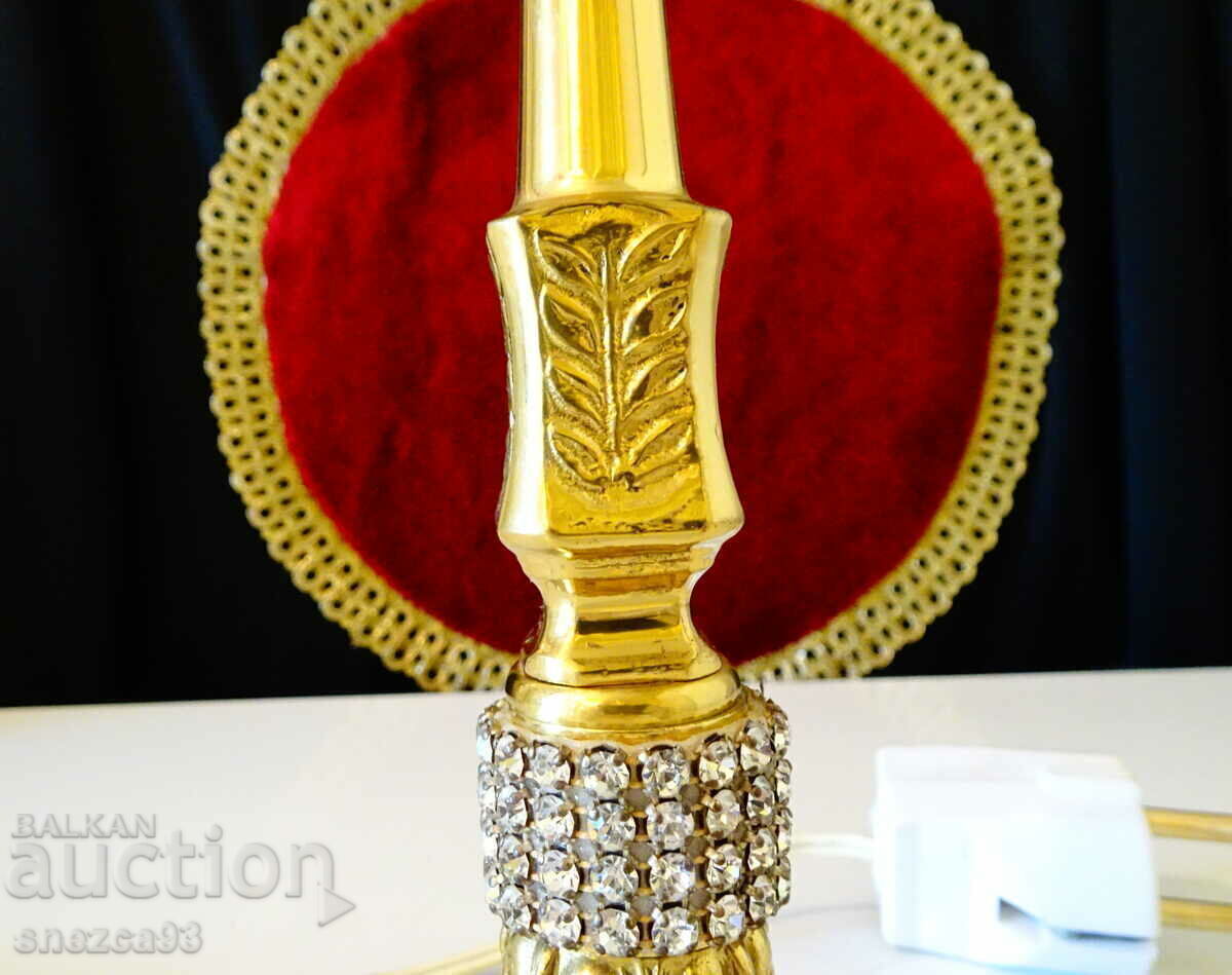 Bronze table lamp, gold plating, Swarovski, baroque - 5 Bronze table lamp, gold plating, Swarovski, baroque - 5