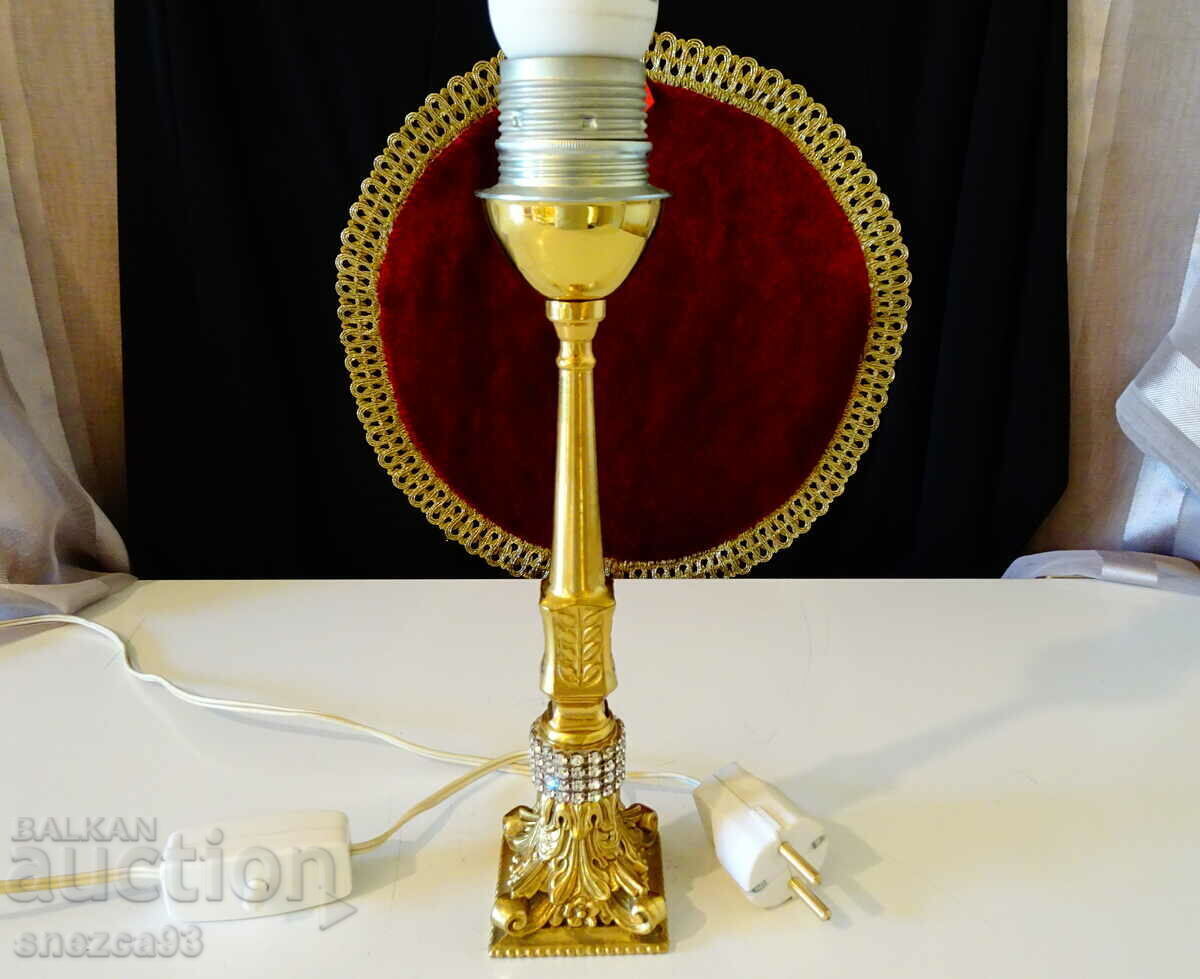 Table lamp, bronze, gilded, Swarovski, baroque.