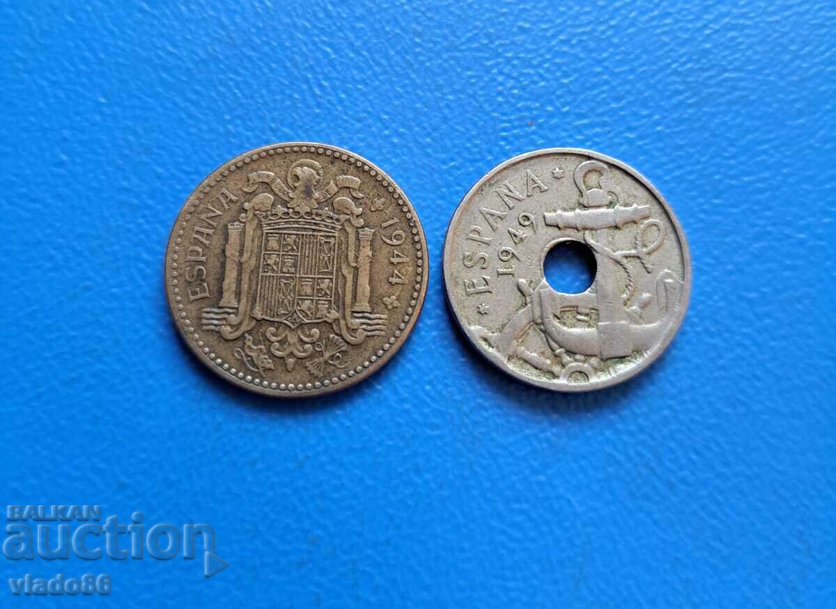 1 peseta 1944, 50 centimos 1949