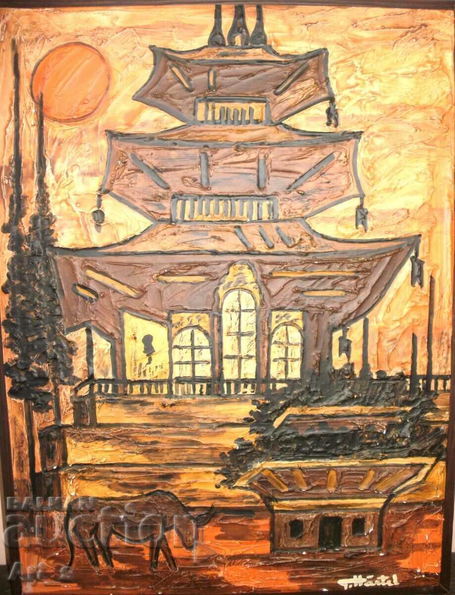 Pagoda - Asian oil painting in frame with price 99.99 BGN | € 51.12 Pagoda - Asian oil painting in frame with price 99.99 BGN | € 51.12