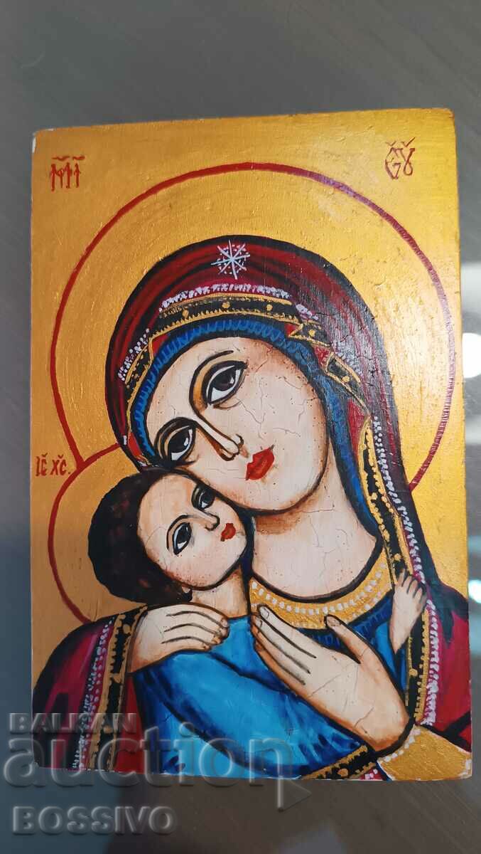 Hand-painted Virgin Mary icon