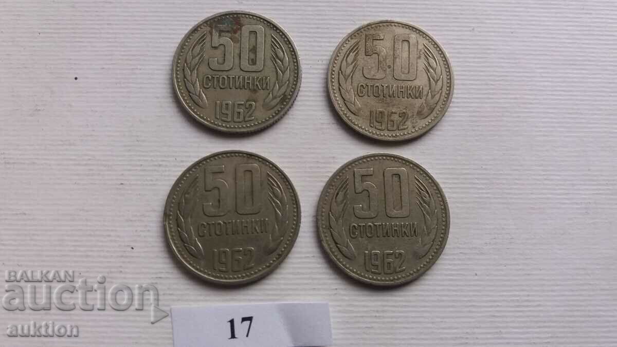 LOT OF 4 NUMBERS OF 1962 50 CENTS with price 2.99 BGN | € 1.53 LOT OF 4 NUMBERS OF 1962 50 CENTS with price 2.99 BGN | € 1.53