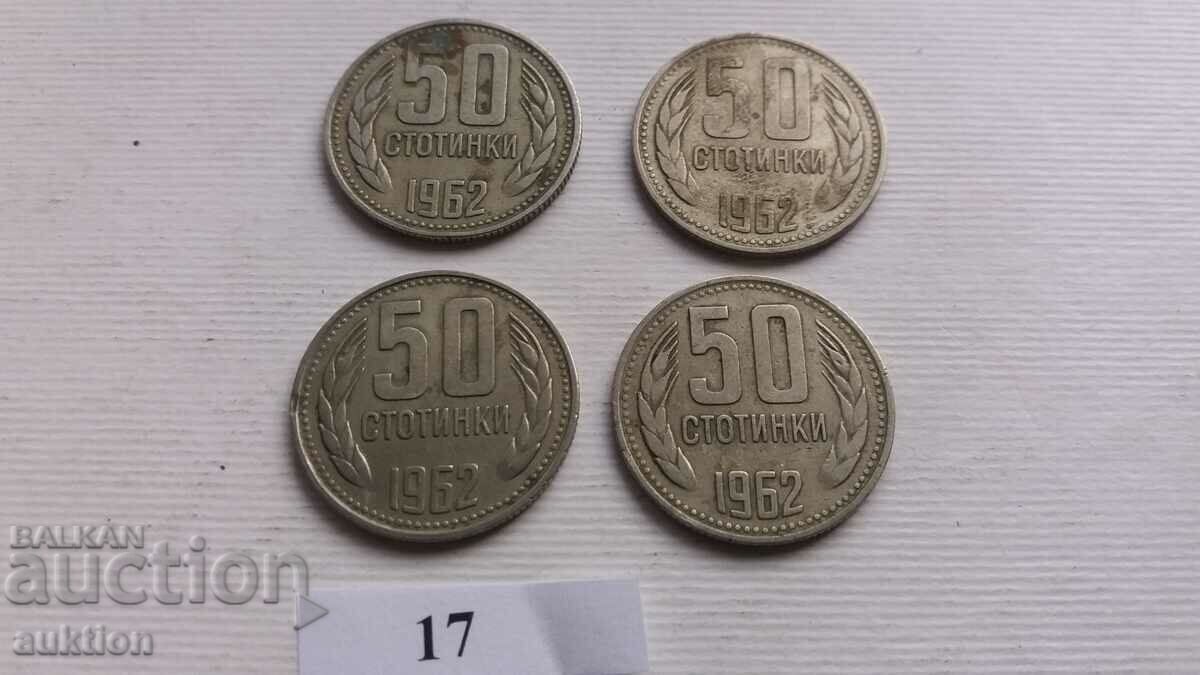 Auction LOT OF 4 NUMBERS OF 1962 50 CENTS Auction LOT OF 4 NUMBERS OF 1962 50 CENTS