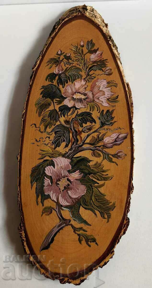 . BEAUTIFUL WOODEN PANEL PAINTED FLOWERS FOR WALL PICTURE