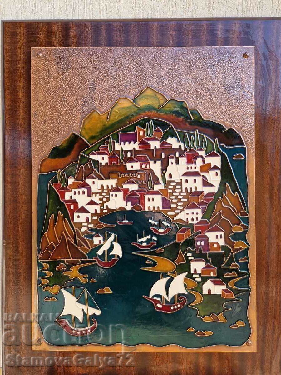 Auction Beautiful antique copper picture panel Auction Beautiful antique copper picture panel