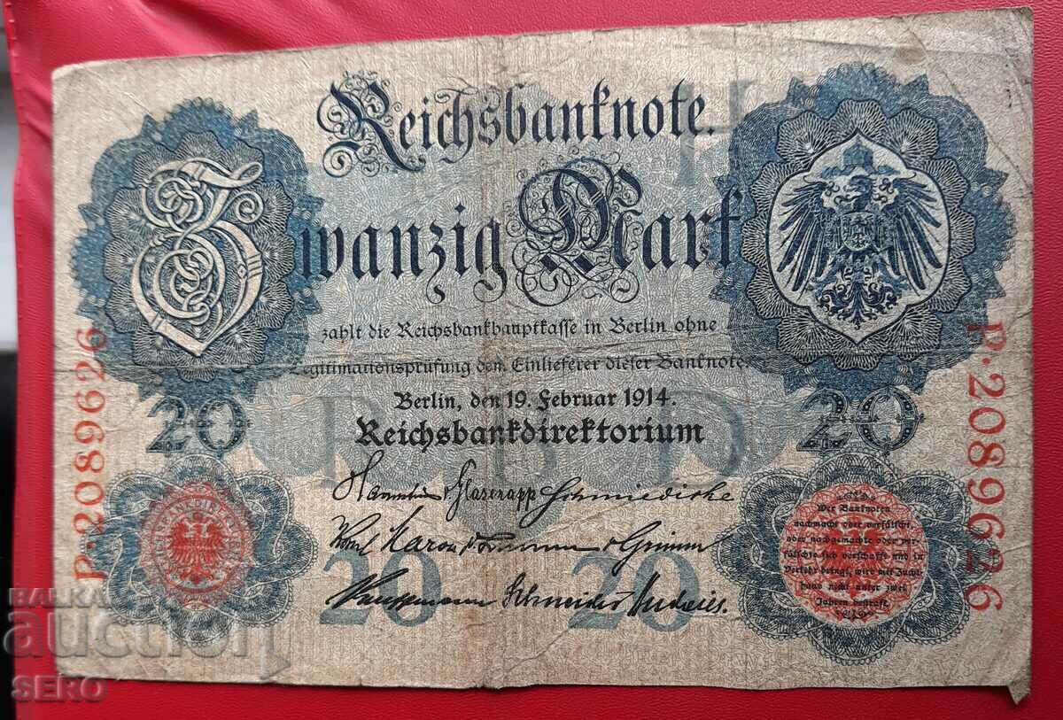 Banknote-Germany-20 marks 1914