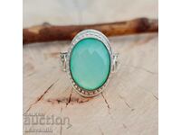 Silver ring with water chalcedony