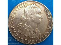 Spain 1 Real 1791 Lima Carlos IV silver patina - RARE