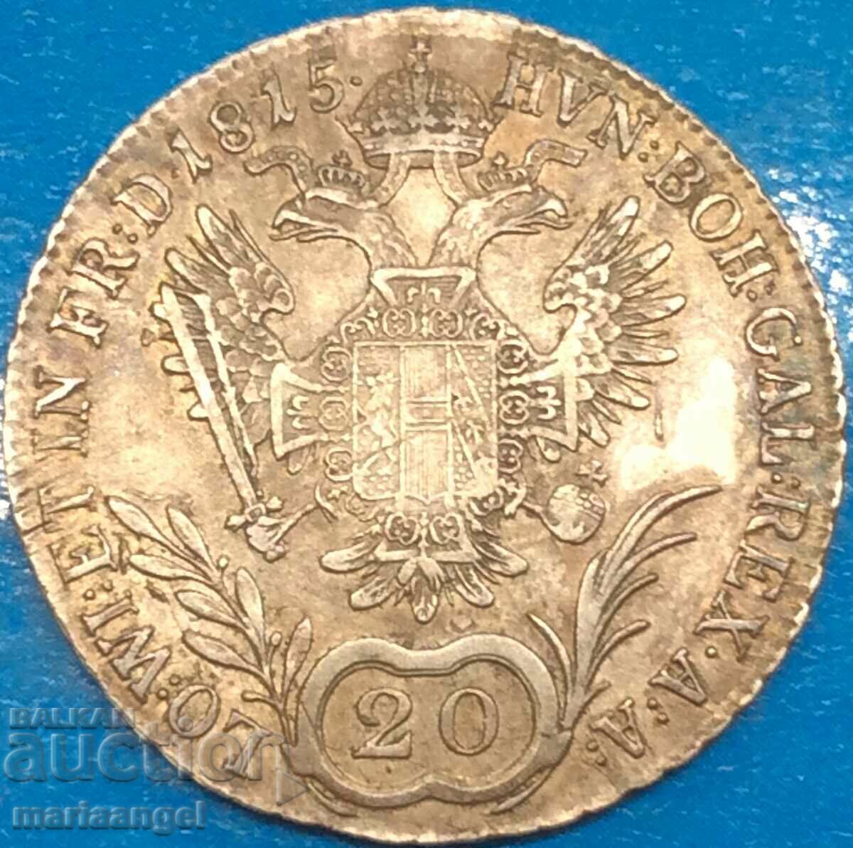 20 kreuzers 1815 Austria V-Kremnitz ασημένια Χρυσή πατίνα