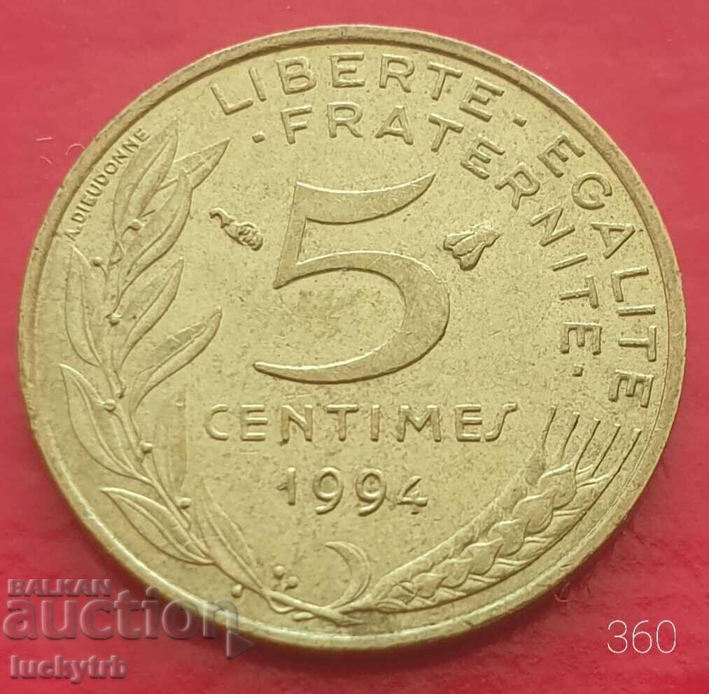 5 centimes 1994 "B" Bee - France