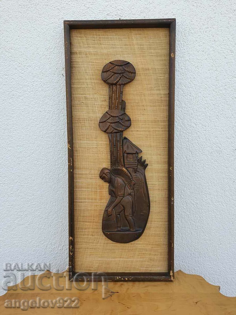 Embossed wooden panel figure carving!