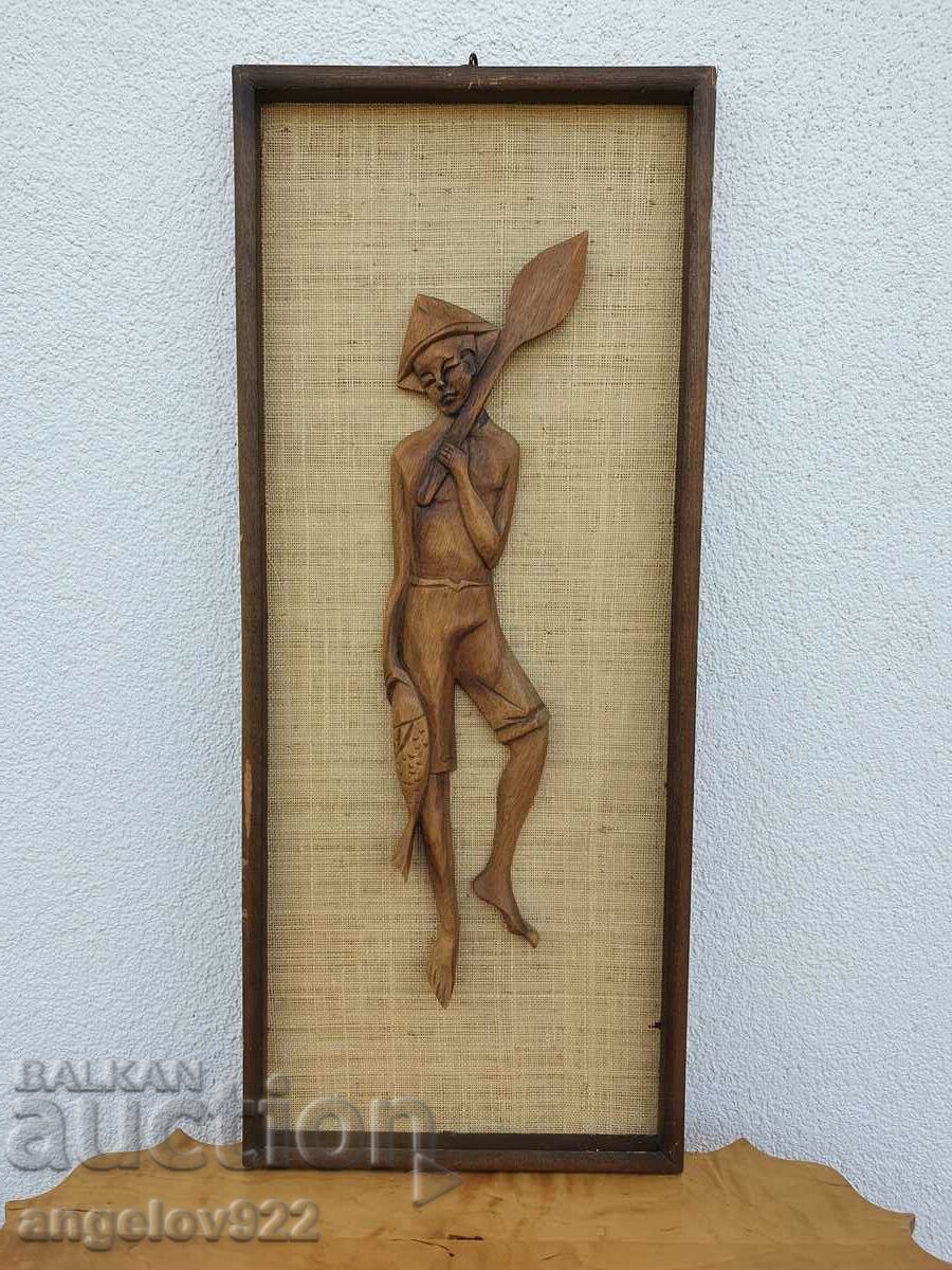 Embossed wooden panel figure carving!