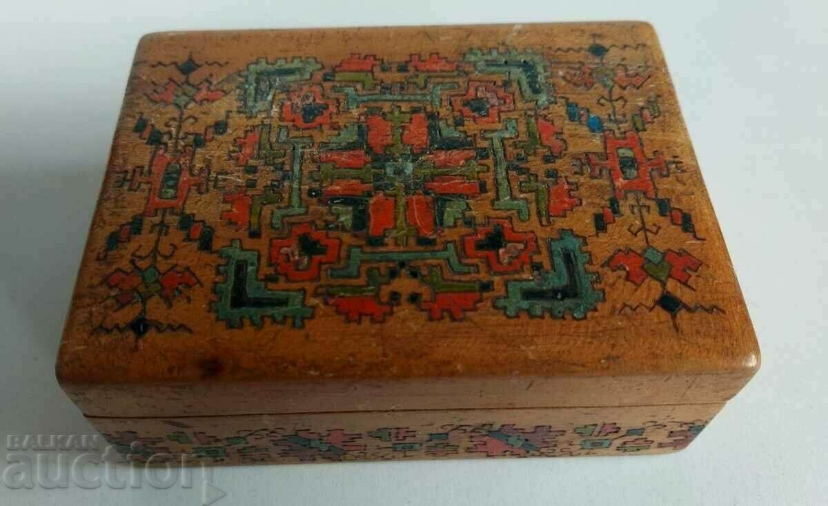 . 1928 OLD PYROGRAPHED WOODEN BOX KINGDOM OF BULGARIA