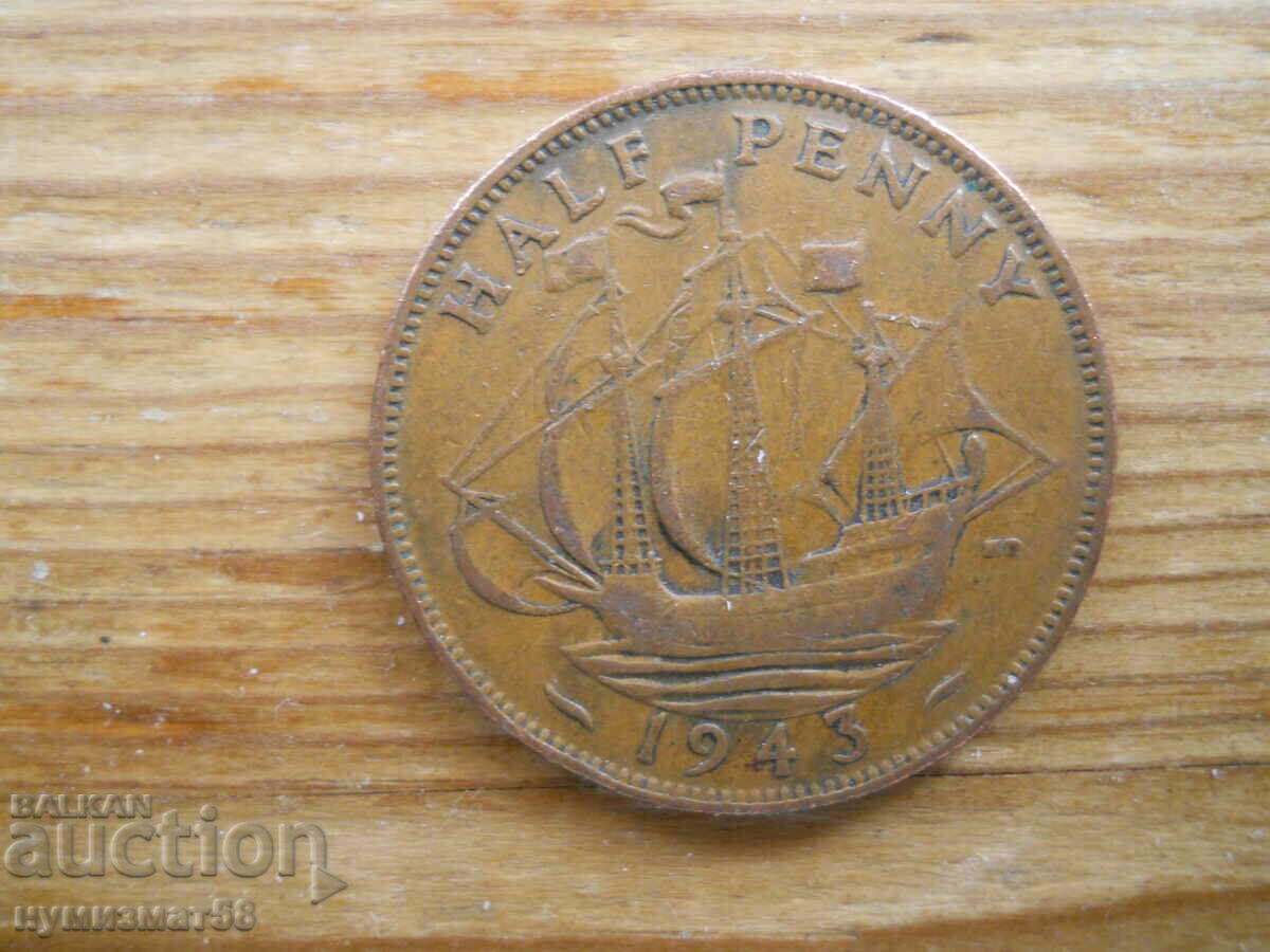 1/2 penny 1943 - Marea Britanie (regele George al VI-lea)