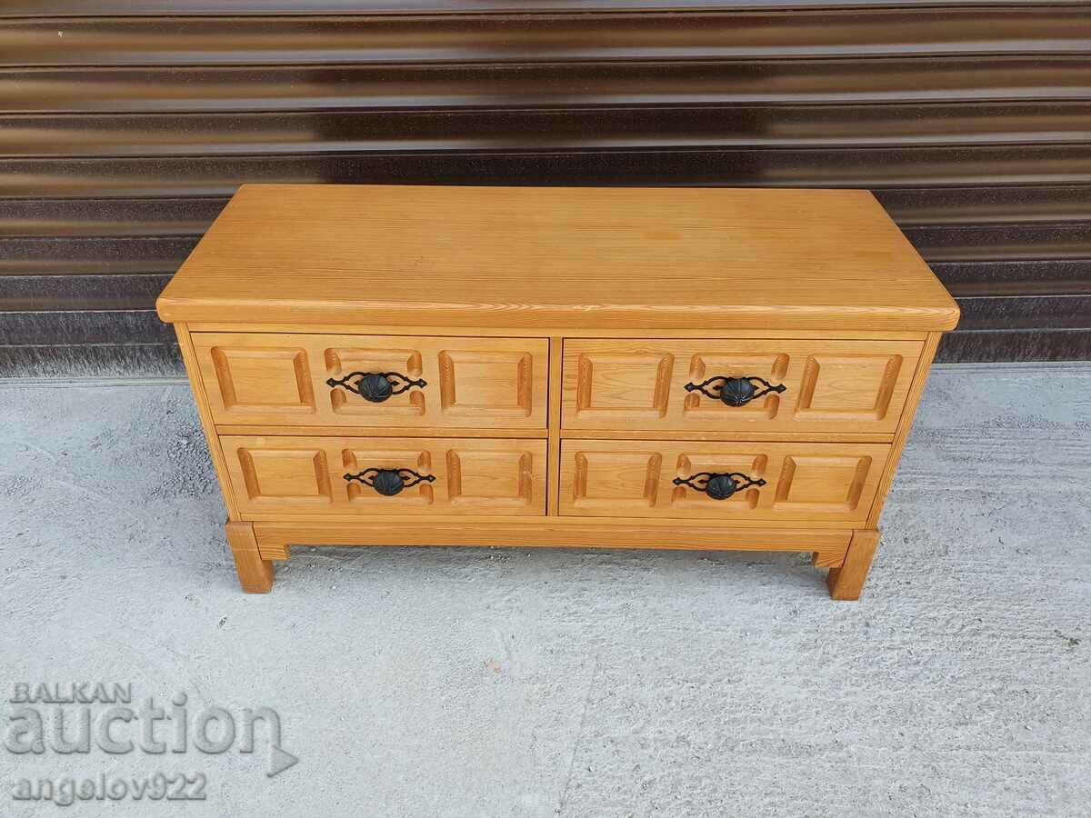 Beautiful wooden chest of drawers with manufacturer's mark!