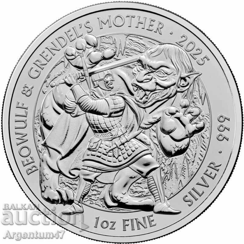 NEW!!! SILVER 1 OZ 2025 BRITAIN - MYTHS AND LEGENDS BEOWLF AND