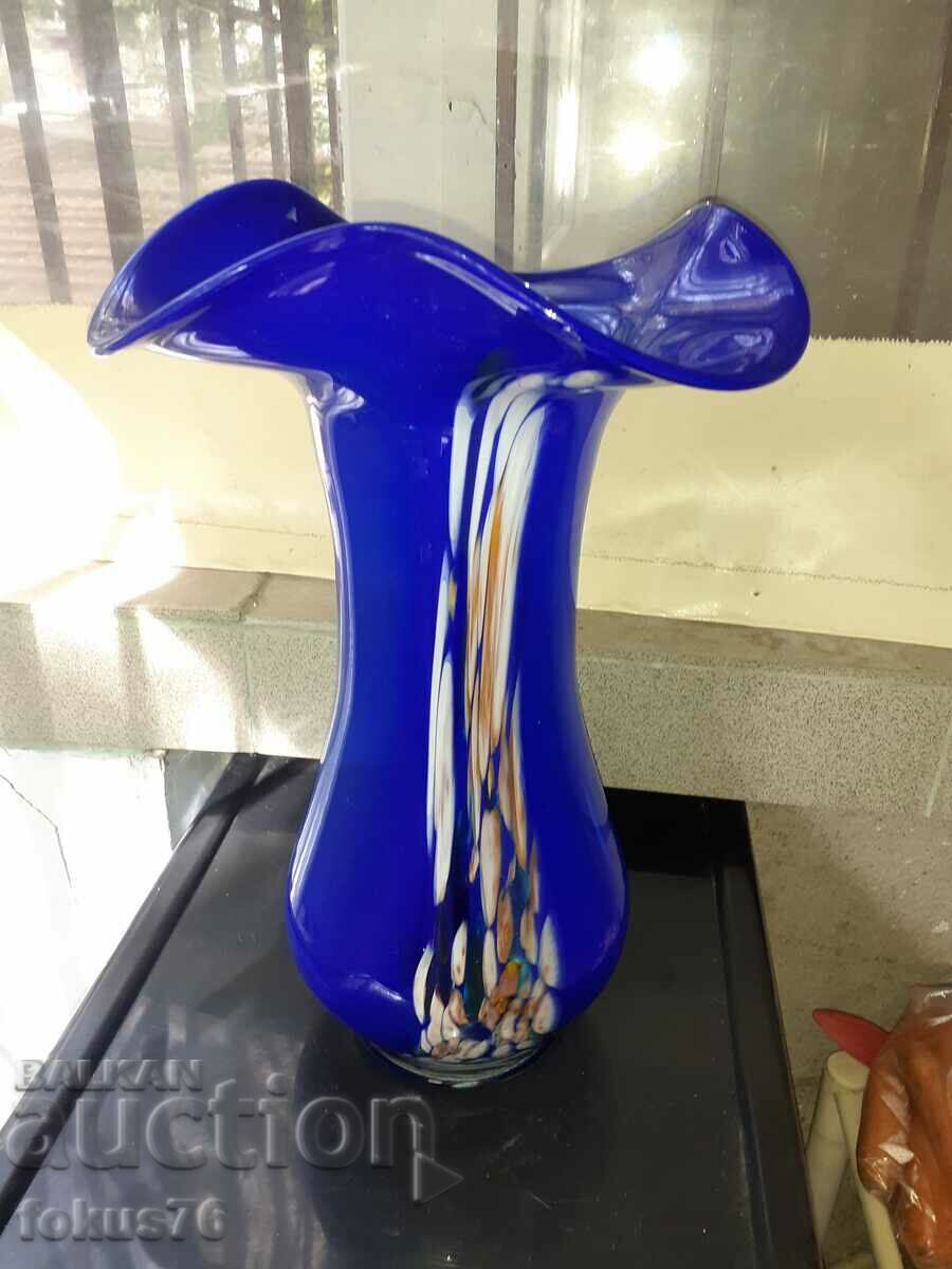 Vaza mare uimitoare din sticla de Murano cobalt