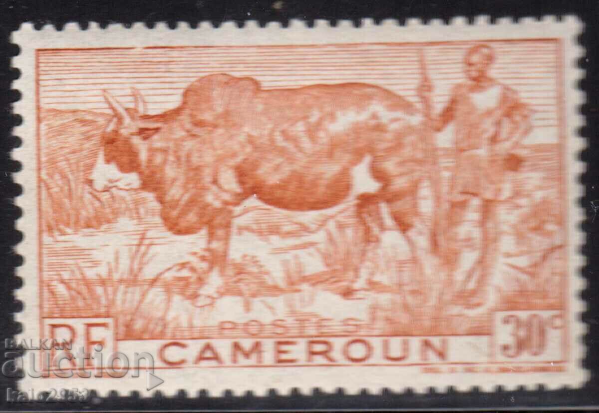 France/Cameroon-1946-Regular-Zebu with shepherd, MNH