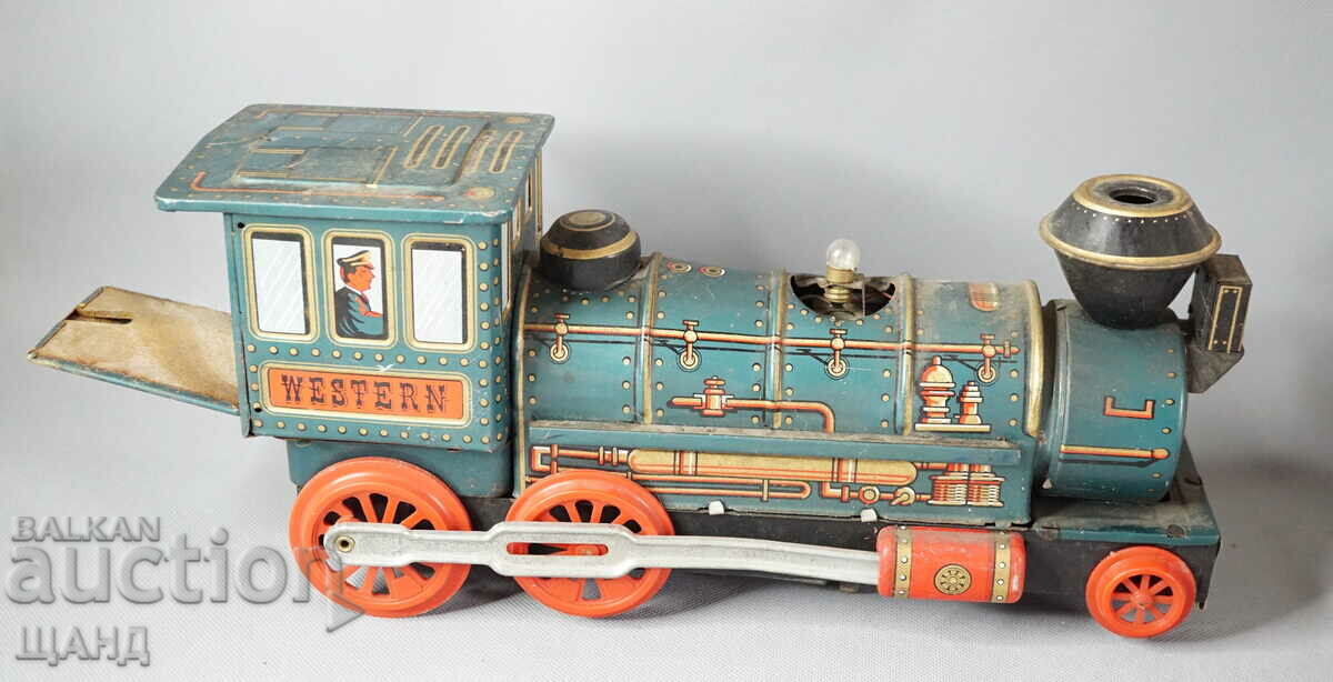 Old Japanese metal toy model train locomotive