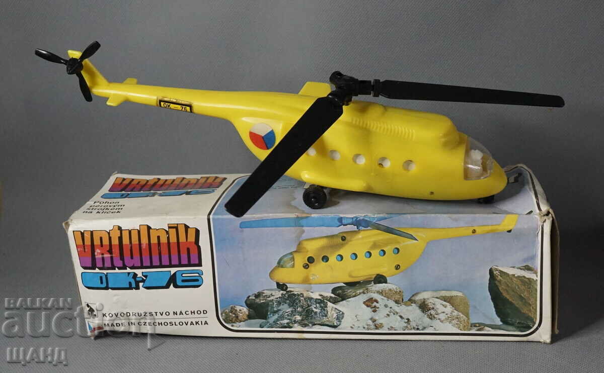 Old Czech plastic mechanical toy model helicopter