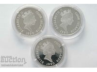 3 Cook Islands Silver Coins 10 Dollars 1990