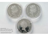 3 Cook Islands Silver Coins 10 Dollars 1990