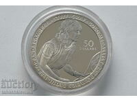 Moneda de argint de 50 USD din Insulele Niue 1989 Steffi Count Tenis