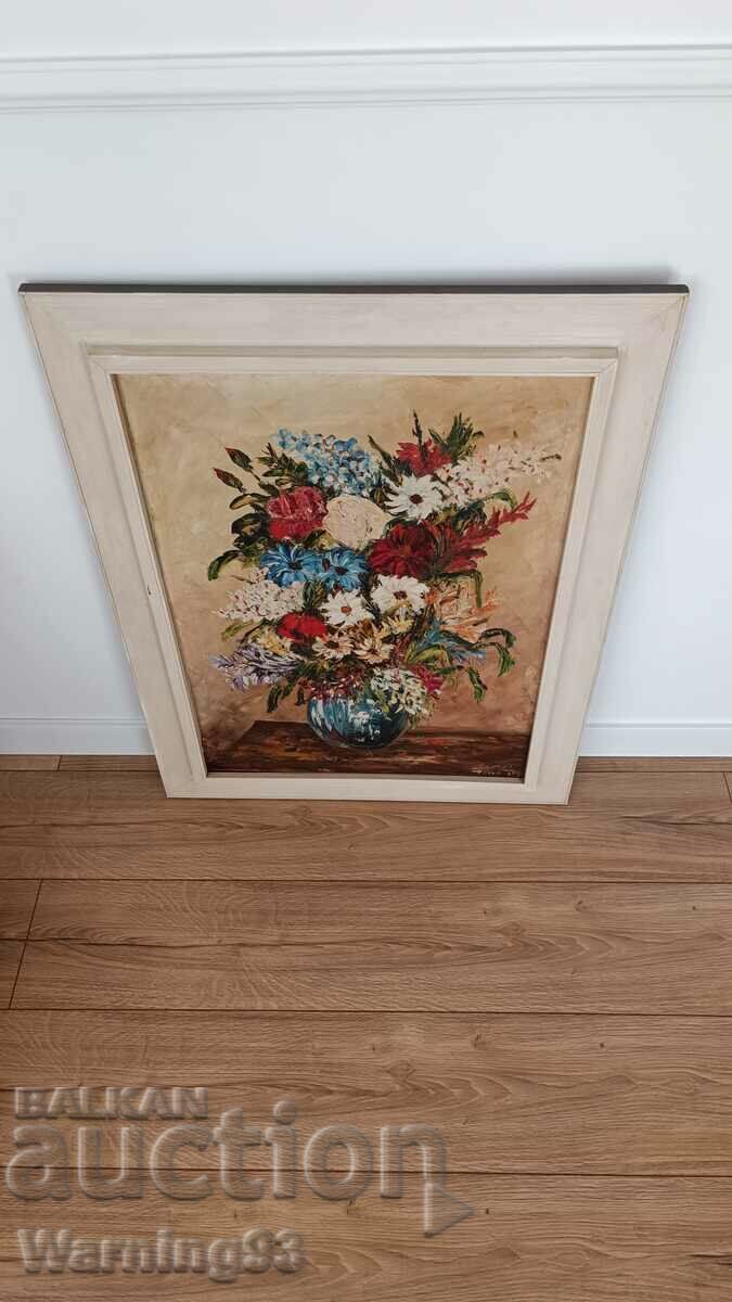 Delivery of Painting "Flowers" - oil on canvas - SAMOC - 85/64cm Delivery of Painting "Flowers" - oil on canvas - SAMOC - 85/64cm