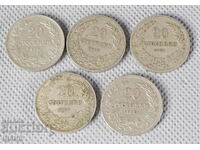 1906-1913 Kingdom of Bulgaria coin 20 cents lot 5 coins