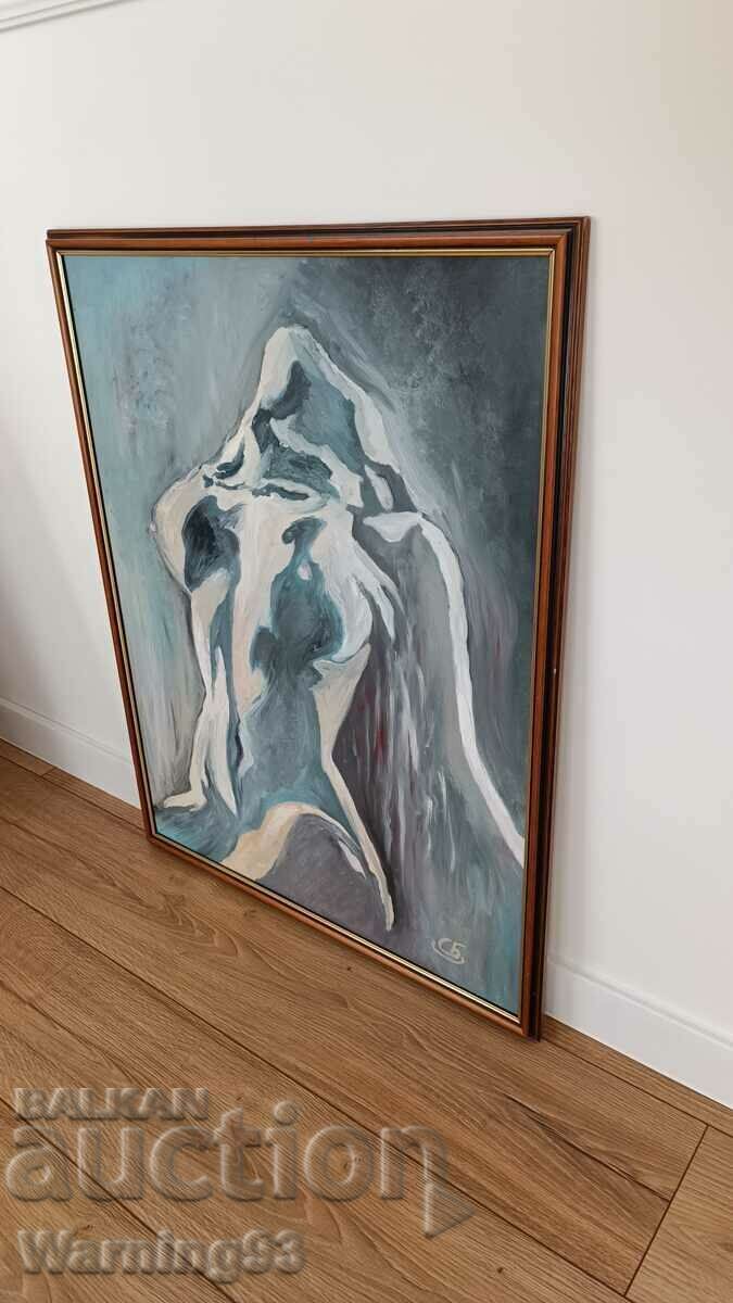 Δημοπρασία Πίνακας "The Body" - λάδι σε φέιζερ - SB - 80/63cm