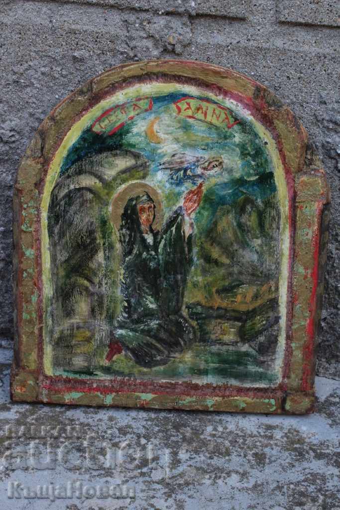 . PAINTED WOODEN ICON OF SAINT ANNA ANNA SAINT JESUS