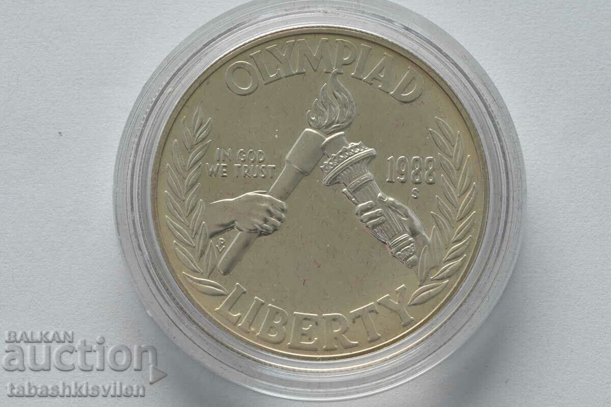 USA 1 Dollar 1988 Silver Coin Certificate 26.73g 900 USA 1 Dollar 1988 Silver Coin Certificate 26.73g 900