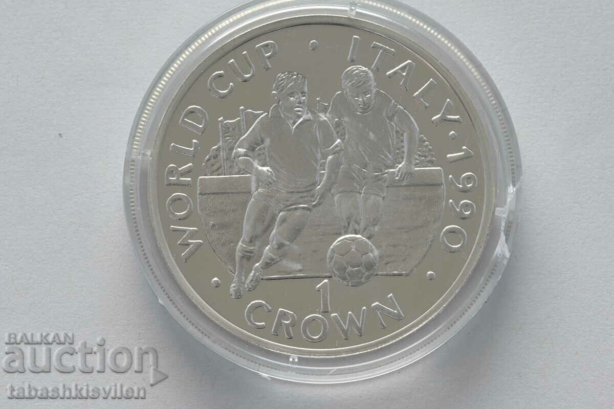 Gibraltar 1 coroană 1990 Mondială Italia, 28,28 g, argint 925