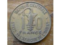 10 franci 1989 - Africa de Vest