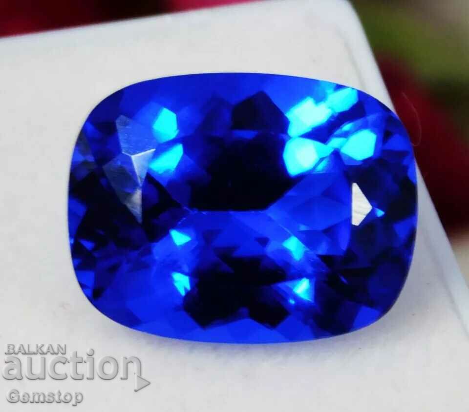 BZC! 10.05 ct natural tanzanite cushion cert. VGTL from 1 st!