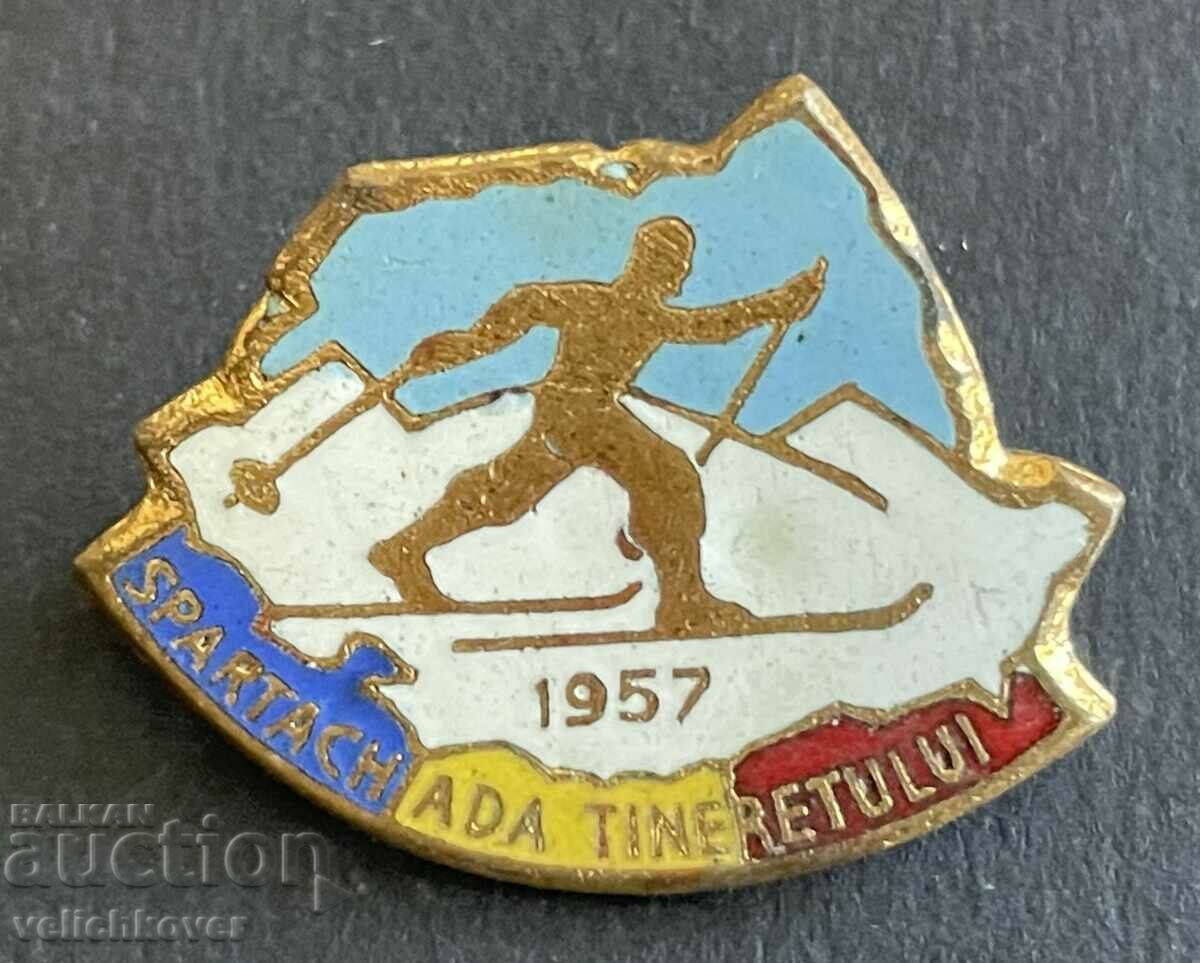 38998 Romania participation sign Youth Skiing Games 1957