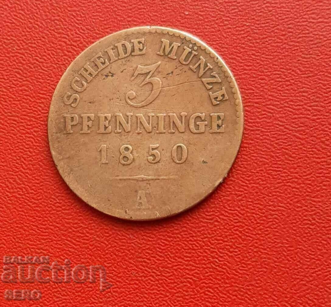 Germania-Prusia-3 Pfennig 1850 A-Berlin