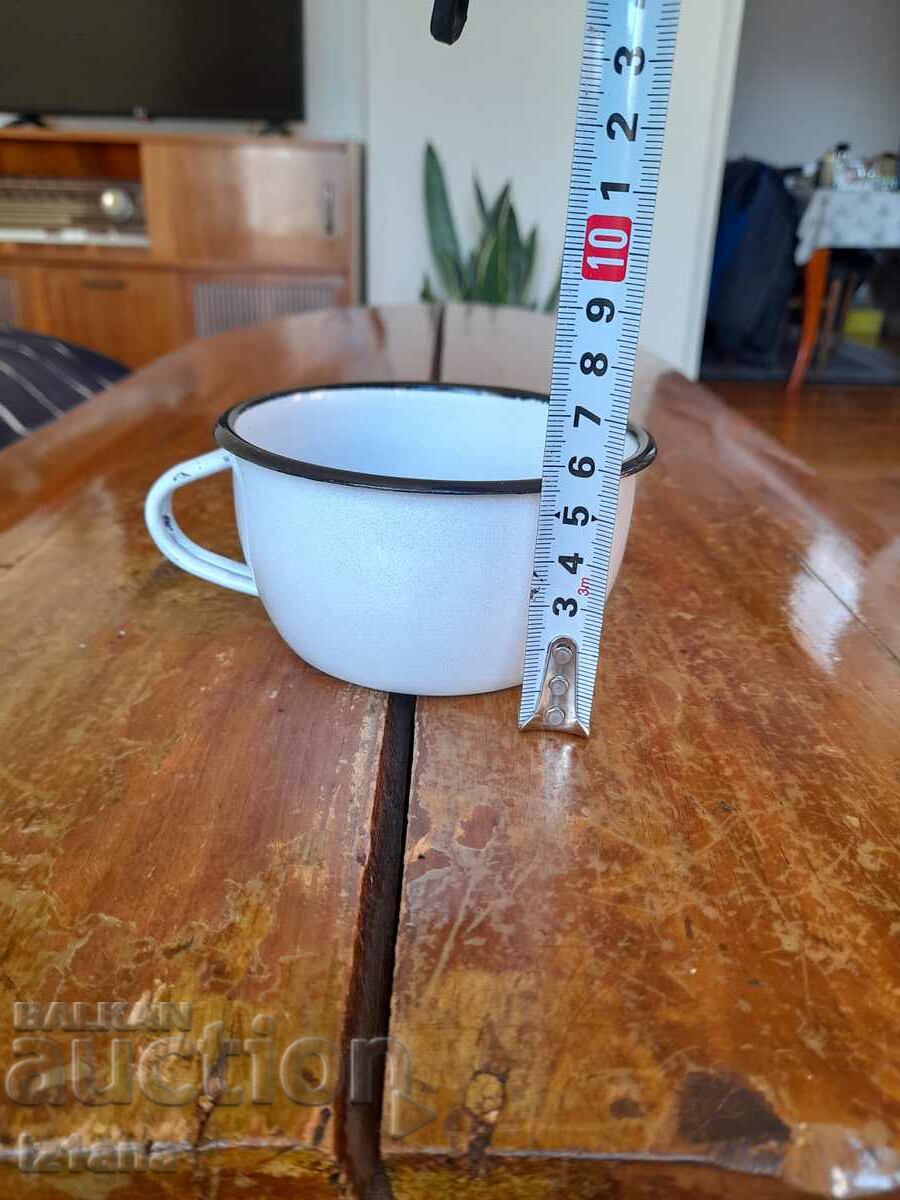 Old enameled jug, cup with price 22.00 BGN | € 11.25 Old enameled jug, cup with price 22.00 BGN | € 11.25
